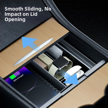 Plastiska centrālās konsoles uzglabāšanas vāciņš Tesla Model Y un Model 3; rokas balsta uzglabāšanas kastīte; privāta uzglabāšana