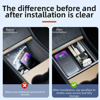 Plastiska centrālās konsoles uzglabāšanas vāciņš Tesla Model Y un Model 3; rokas balsta uzglabāšanas kastīte; privāta uzglabāšana