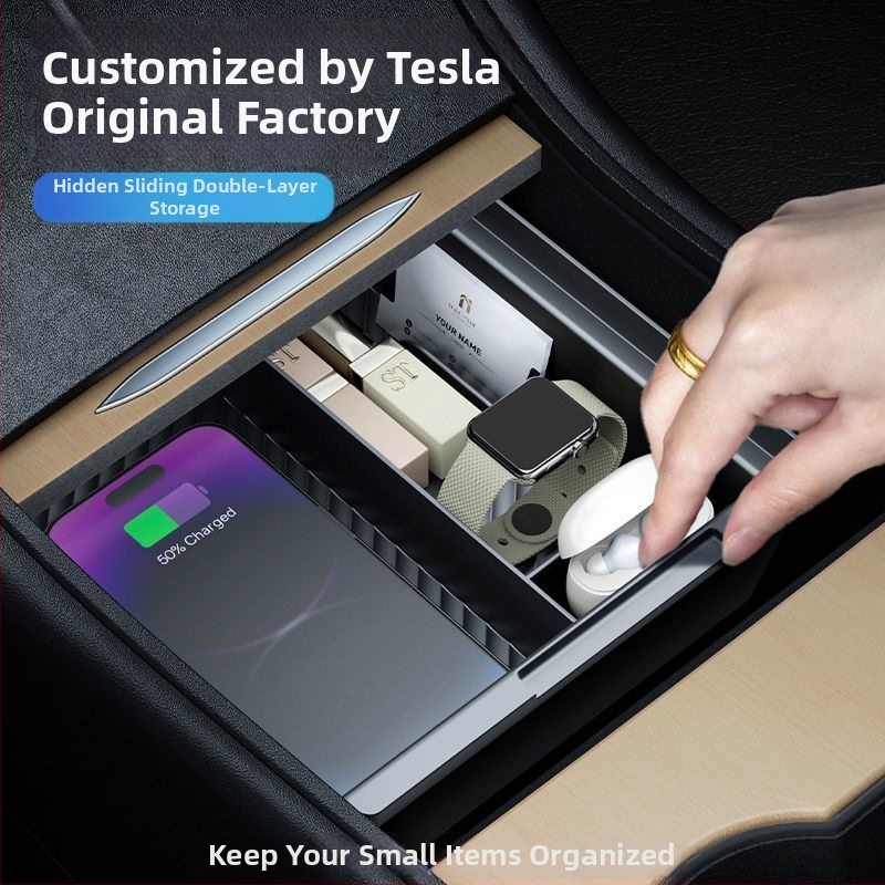 Plastiska centrālās konsoles uzglabāšanas vāciņš Tesla Model Y un Model 3; rokas balsta uzglabāšanas kastīte; privāta uzglabāšana