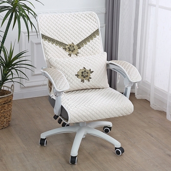 Irodai székhuzat – párnahuzat az üléshez és a hátlaphoz, varrott négy évszakos dizájn, védelem a karfák számára, geometriai mintázat, töltet toll-selyem-pamut