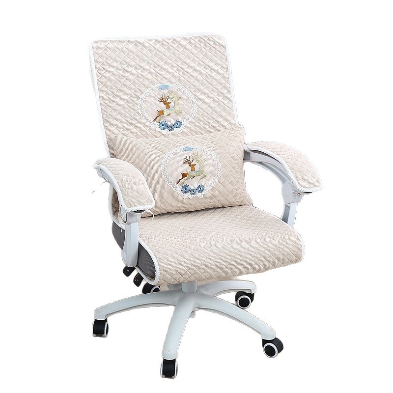 Irodai székhuzat – párnahuzat az üléshez és a hátlaphoz, varrott négy évszakos dizájn, védelem a karfák számára, geometriai mintázat, töltet toll-selyem-pamut