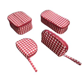 Козметична чанта Muji стил за пътуване, рециклиран полиестер, мрежеста шарка, подплата полиестер, цип