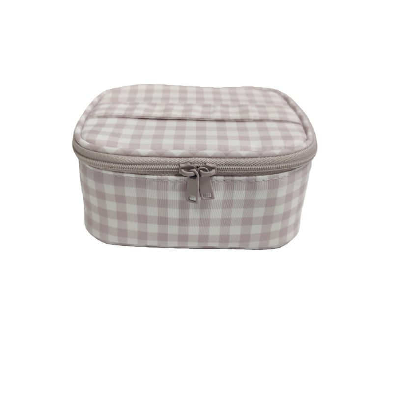Козметична чанта Muji стил за пътуване, рециклиран полиестер, мрежеста шарка, подплата полиестер, цип