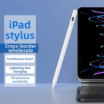 Kapacitinis stylus su indikatorine šviesa iPad ir Android/Windows jutiklinėms įrenginiams; komplektas: stilus, instrukcija, USB kabelis, 2 antgaliai