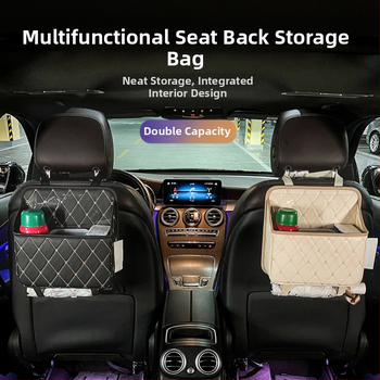 Ādas automašīnas aizmugures uzglabāšanas soma, karājams organizators, ūdensizturīgs ar rokturi (Āda; Aizmugures sēdekļa daļa; Karājams tips; Ūdensizturīgs; Ar rokturi)