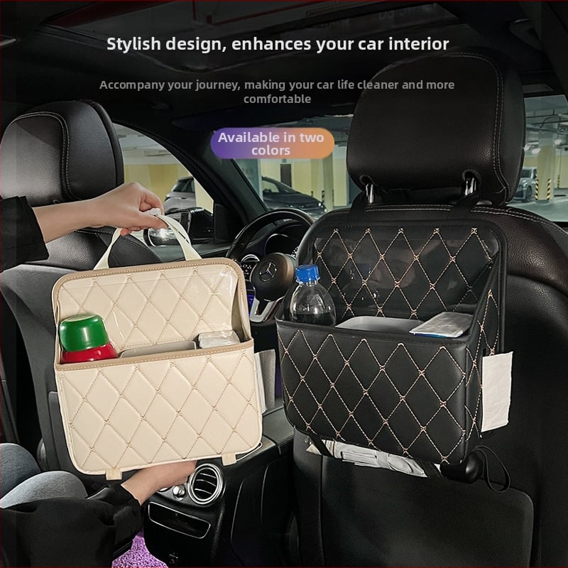 Ādas automašīnas aizmugures uzglabāšanas soma, karājams organizators, ūdensizturīgs ar rokturi (Āda; Aizmugures sēdekļa daļa; Karājams tips; Ūdensizturīgs; Ar rokturi)