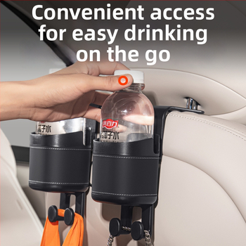 Organizētājs aizmugurējā sēdekļa ar pudeles turētāju, tālruņa turētāju un uzkaramo uzglabāšanas somu — Materiāls: ABS+Āda; Lietošana: aizmugure sēdekļa; Funkcija: daudzfunkcionālais uzglabāšana; Uzglabāšanas tips: pakarināma soma; Logo apdruka: iespējama