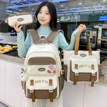 Rucsac școlar pentru elevi – capacitate mare, ușor, protecție a coloanei vertebrale, set din trei piese