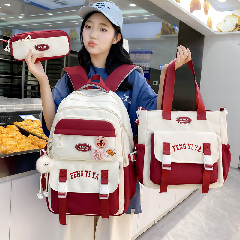 Rucsac școlar pentru elevi – capacitate mare, ușor, protecție a coloanei vertebrale, set din trei piese