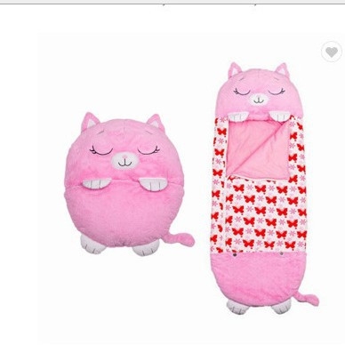 Детски спален чувал с карикатурен дизайн, четири сезона; външна материя: фланел + памук + шлайфана тъкан; тегло 0.55–1.00 кг; пълнеж: влакна