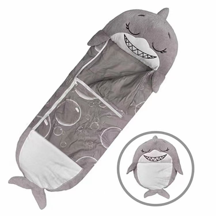 Детски спален чувал с карикатурен дизайн, четири сезона; външна материя: фланел + памук + шлайфана тъкан; тегло 0.55–1.00 кг; пълнеж: влакна