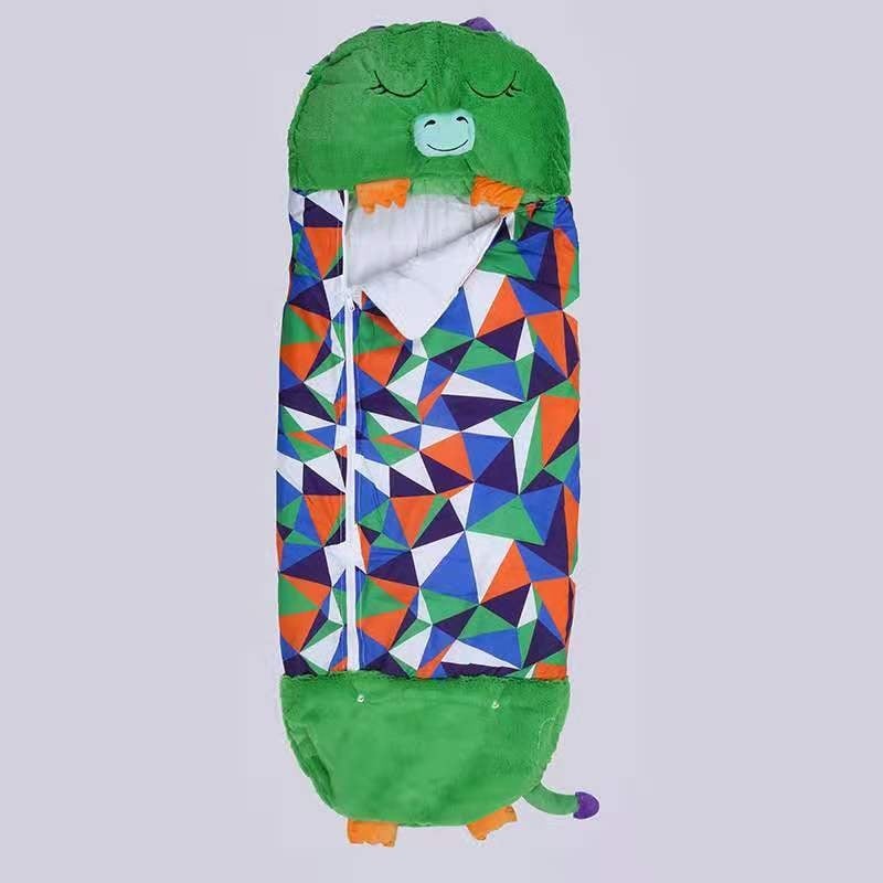 Детски спален чувал с карикатурен дизайн, четири сезона; външна материя: фланел + памук + шлайфана тъкан; тегло 0.55–1.00 кг; пълнеж: влакна