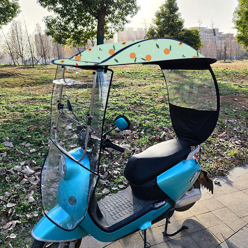 Protecție solară pentru vehicul electric cu țesătură poliester 210T, ramă din fibră, deschidere manuală, UPF >40, impermeabil