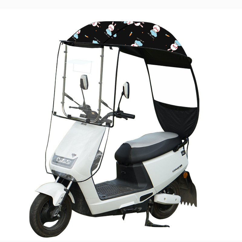 Protecție solară pentru vehicul electric cu țesătură poliester 210T, ramă din fibră, deschidere manuală, UPF >40, impermeabil