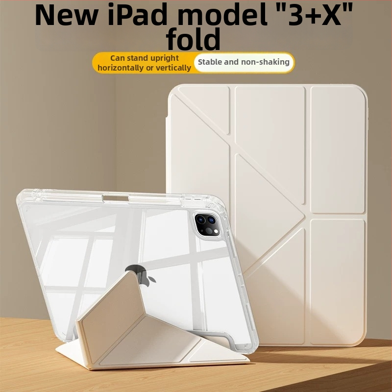 iPad Air 5 aizsargkaste ar zīmuļa atvilktni, akrila materiāls, magnētiskais Y statīvs, pret saliekšanos, saderīgs ar 9. paaudzes iPad