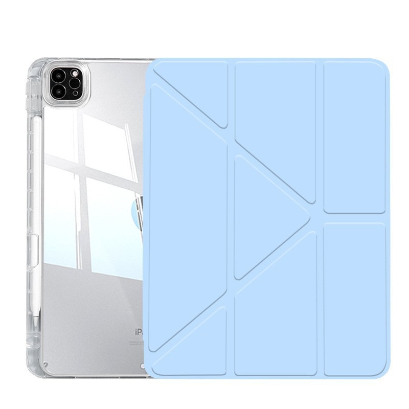 iPad Air 5 aizsargkaste ar zīmuļa atvilktni, akrila materiāls, magnētiskais Y statīvs, pret saliekšanos, saderīgs ar 9. paaudzes iPad