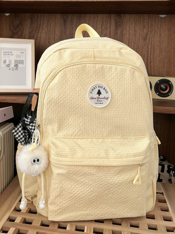 Rucsac unisex din nylon; impermeabil, ultraușor și anti-furt; stil urban minimalist; bretele curbate; căptușeală poliester; potrivit pentru școală și transport laptop (Nylon; Waterproof; Ultralight; Anti-theft; Curved shoulder straps)