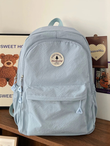 Rucsac unisex din nylon; impermeabil, ultraușor și anti-furt; stil urban minimalist; bretele curbate; căptușeală poliester; potrivit pentru școală și transport laptop (Nylon; Waterproof; Ultralight; Anti-theft; Curved shoulder straps)