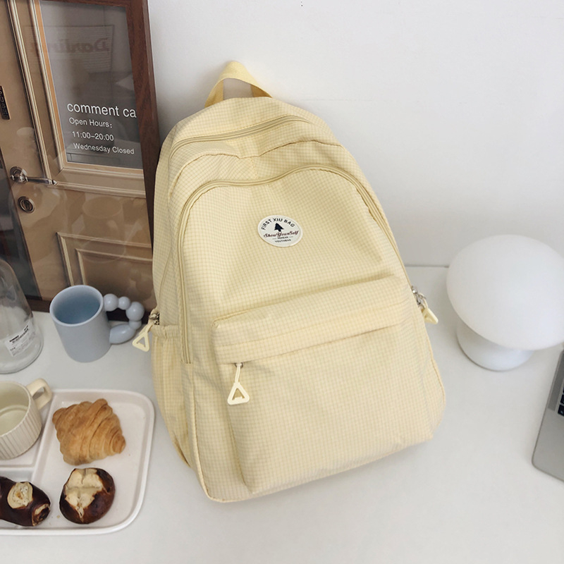 Rucsac unisex din nylon; impermeabil, ultraușor și anti-furt; stil urban minimalist; bretele curbate; căptușeală poliester; potrivit pentru școală și transport laptop (Nylon; Waterproof; Ultralight; Anti-theft; Curved shoulder straps)