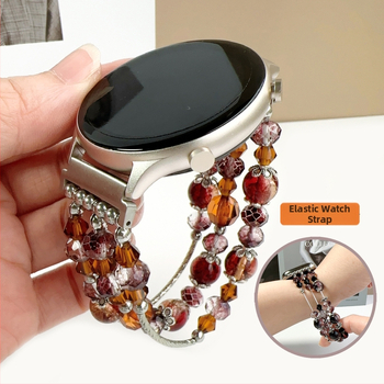 Liuli стъклени мънини еластична часовникова каишка – стилна, 20 г, съвместима със Samsung, Apple, Huawei и Fitbit