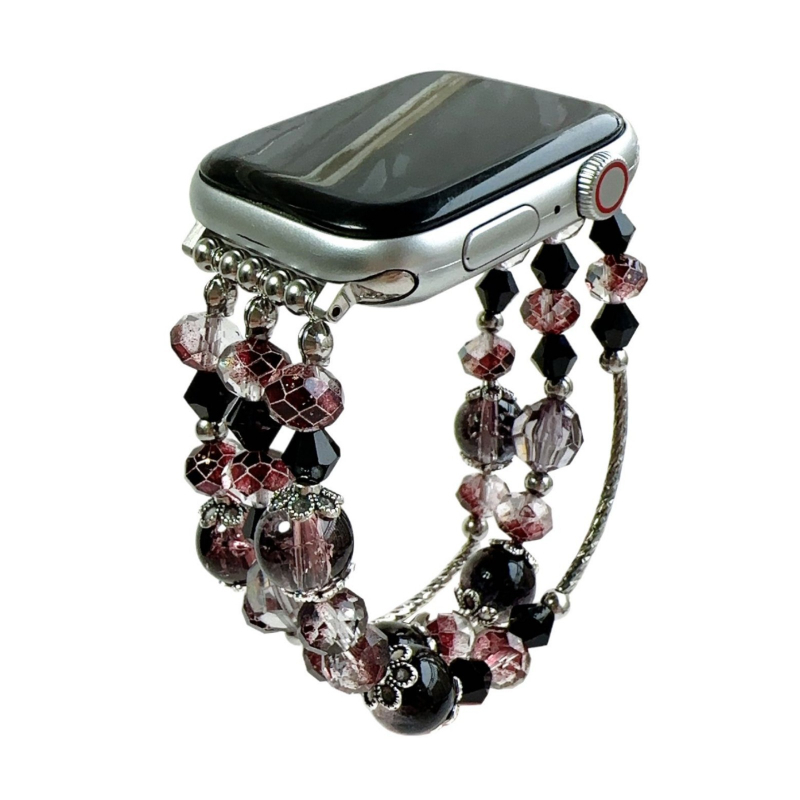 Liuli стъклени мънини еластична часовникова каишка – стилна, 20 г, съвместима със Samsung, Apple, Huawei и Fitbit