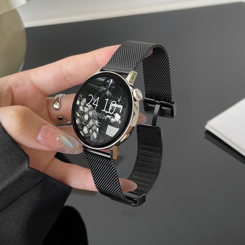 Метална лента за часовници Huawei и Apple, стилен дизайн, закопчаване със щракване, съвместима с различни ширини връзки