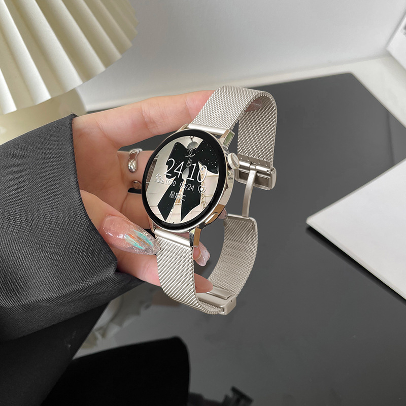 Метална лента за часовници Huawei и Apple, стилен дизайн, закопчаване със щракване, съвместима с различни ширини връзки