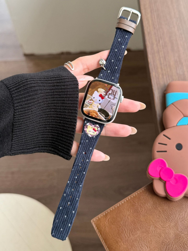 Bratara de ceas Corduroy și piele, cu închidere magnetică; Compatibilă cu Apple, Huawei și Xiaomi; Greutate 15 g; Lansare 2025