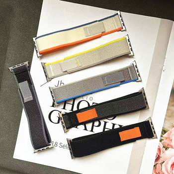 Apple Watch ремък от канвас с велкро — съвместим с Apple Watch Series, пролет 2024, без марка, стил бизнес/ежедневен/спорт, модерен градски стил