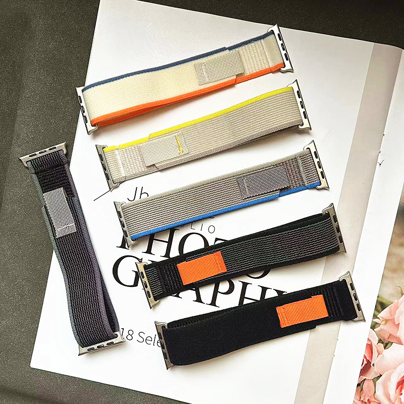 Apple Watch ремък от канвас с велкро — съвместим с Apple Watch Series, пролет 2024, без марка, стил бизнес/ежедневен/спорт, модерен градски стил