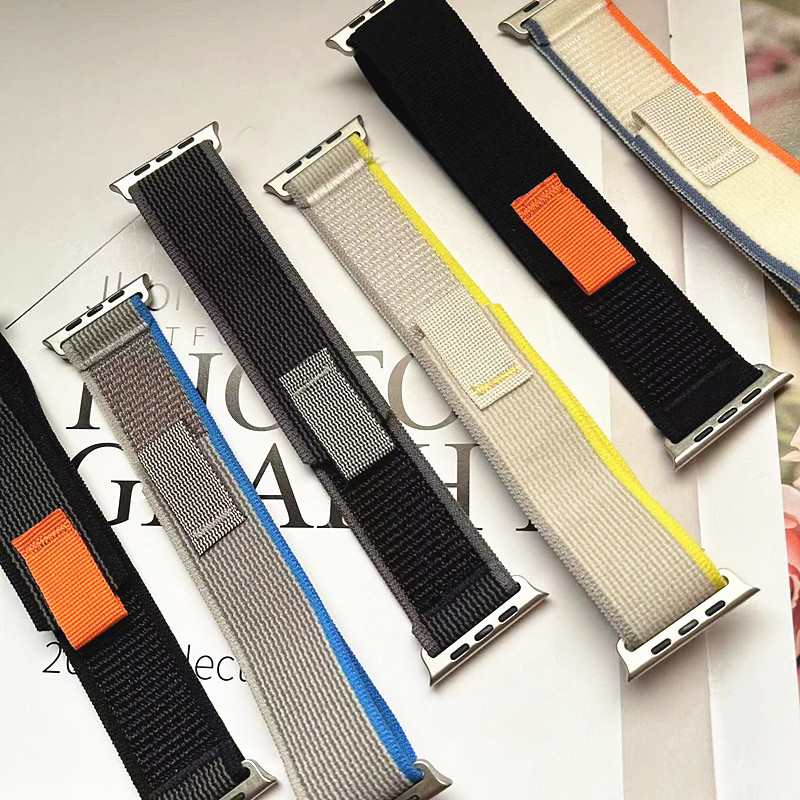 Apple Watch ремък от канвас с велкро — съвместим с Apple Watch Series, пролет 2024, без марка, стил бизнес/ежедневен/спорт, модерен градски стил