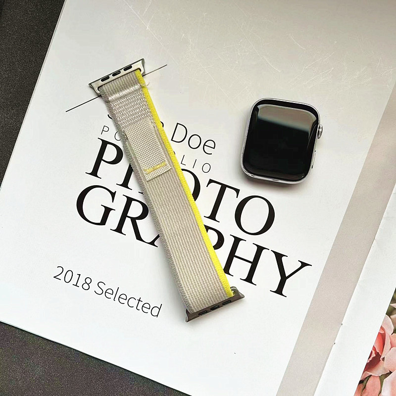 Apple Watch ремък от канвас с велкро — съвместим с Apple Watch Series, пролет 2024, без марка, стил бизнес/ежедневен/спорт, модерен градски стил