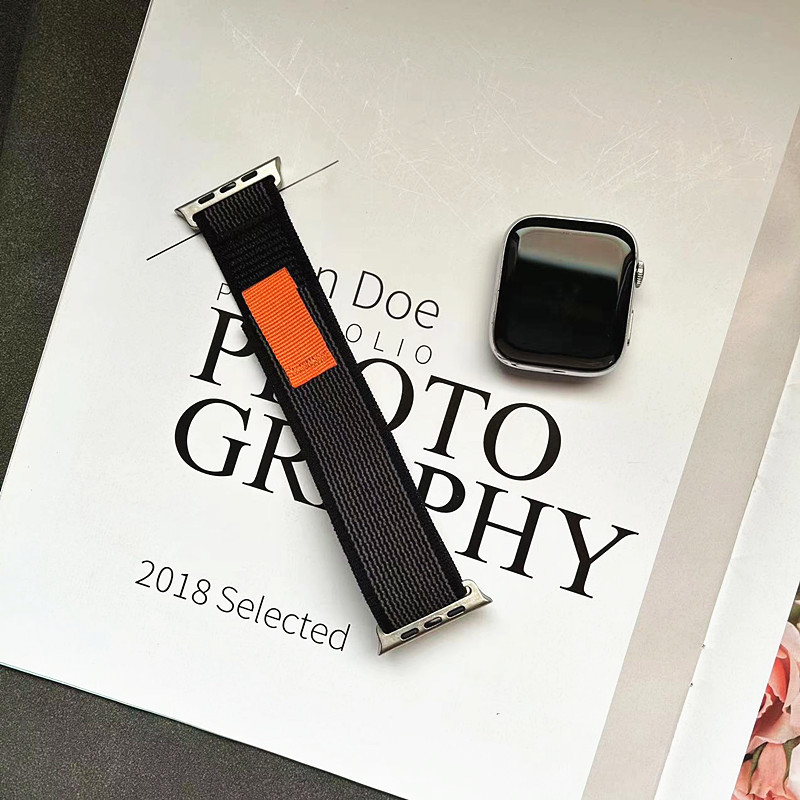 Apple Watch ремък от канвас с велкро — съвместим с Apple Watch Series, пролет 2024, без марка, стил бизнес/ежедневен/спорт, модерен градски стил