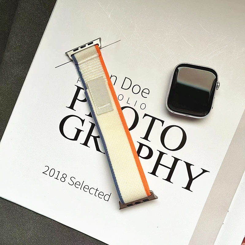 Apple Watch ремък от канвас с велкро — съвместим с Apple Watch Series, пролет 2024, без марка, стил бизнес/ежедневен/спорт, модерен градски стил