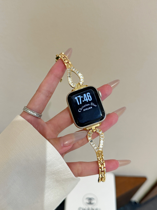 Метална гривна за часовник с дизайн водна капка и диаманти, за Apple Watch, Huawei, Samsung и Xiaomi