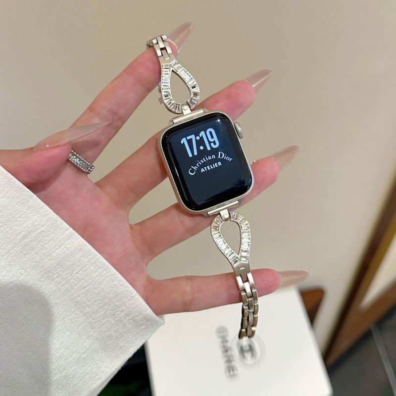 Метална гривна за часовник с дизайн водна капка и диаманти, за Apple Watch, Huawei, Samsung и Xiaomi