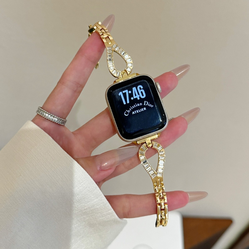 Метална гривна за часовник с дизайн водна капка и диаманти, за Apple Watch, Huawei, Samsung и Xiaomi