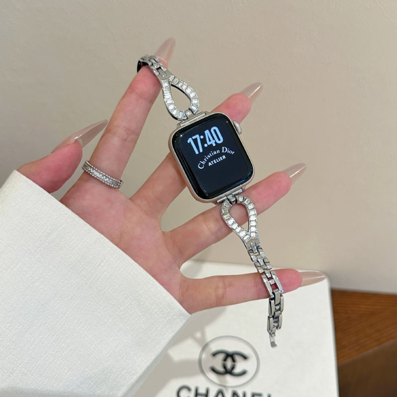 Метална гривна за часовник с дизайн водна капка и диаманти, за Apple Watch, Huawei, Samsung и Xiaomi