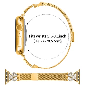 Magnetski remen u Milan stilu za Apple Watch, kompatibilan sa serijama 1–11, s motivom srca i trodjelne djeteline.