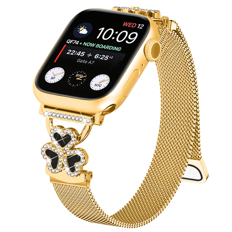 Magnetski remen u Milan stilu za Apple Watch, kompatibilan sa serijama 1–11, s motivom srca i trodjelne djeteline.