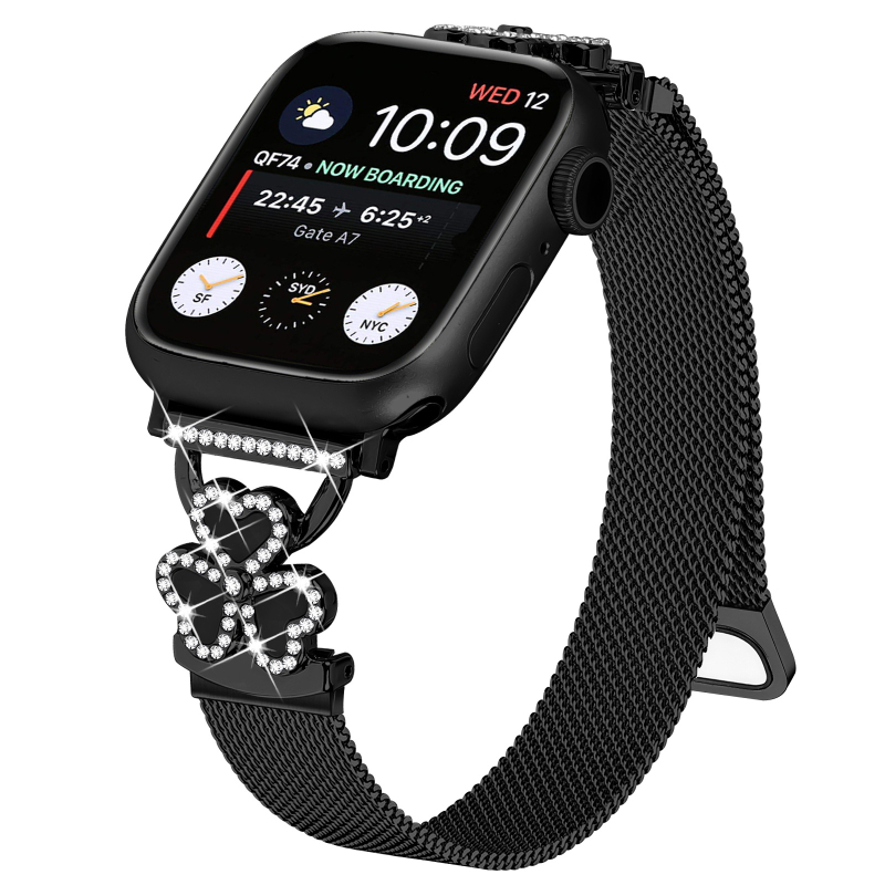 Magnetski remen u Milan stilu za Apple Watch, kompatibilan sa serijama 1–11, s motivom srca i trodjelne djeteline.