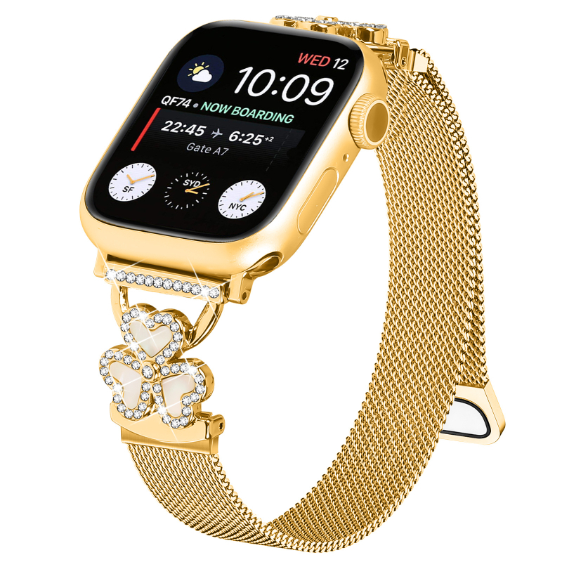 Magnetski remen u Milan stilu za Apple Watch, kompatibilan sa serijama 1–11, s motivom srca i trodjelne djeteline.