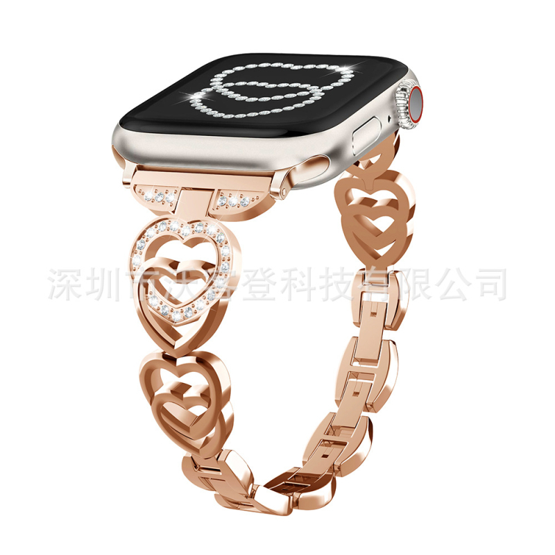 Apple Watch lančana narukvica s dvostrukim srcem, metalna, elegantna, kompatibilna sa serijama 1–9 i SE