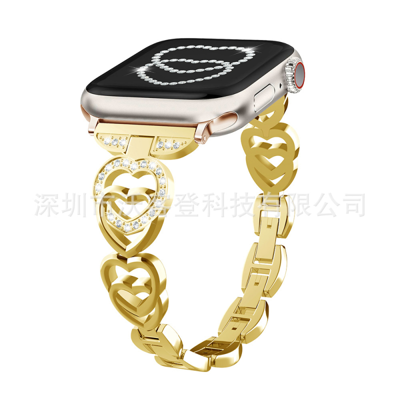 Apple Watch lančana narukvica s dvostrukim srcem, metalna, elegantna, kompatibilna sa serijama 1–9 i SE