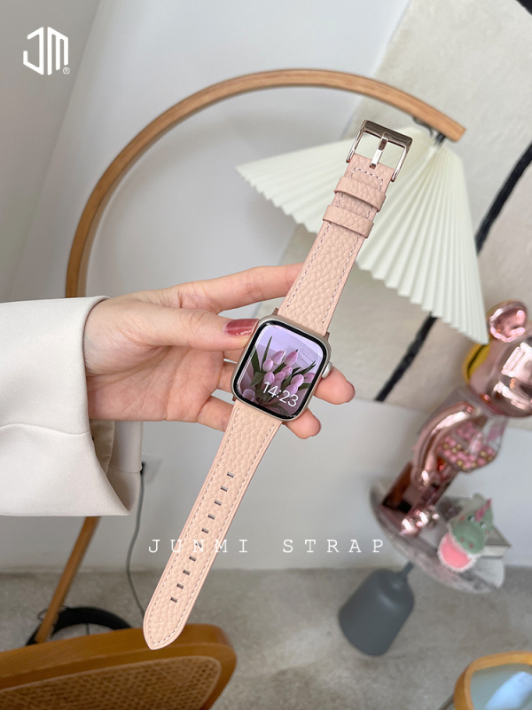 Brățară din piele cu model lychee pentru Apple Watch Series 1–8 (22mm, lansare 2022, modă)