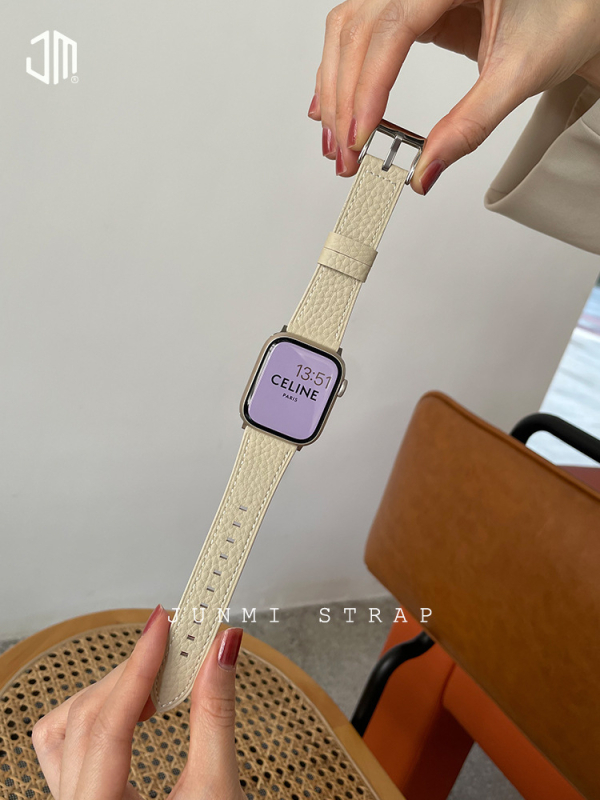 Brățară din piele cu model lychee pentru Apple Watch Series 1–8 (22mm, lansare 2022, modă)