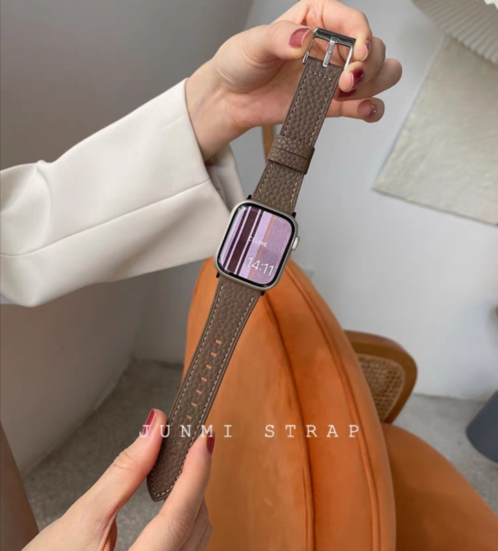 Brățară din piele cu model lychee pentru Apple Watch Series 1–8 (22mm, lansare 2022, modă)