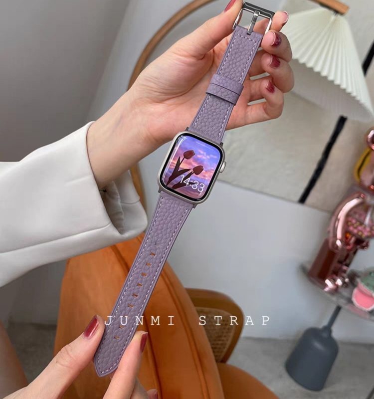 Brățară din piele cu model lychee pentru Apple Watch Series 1–8 (22mm, lansare 2022, modă)