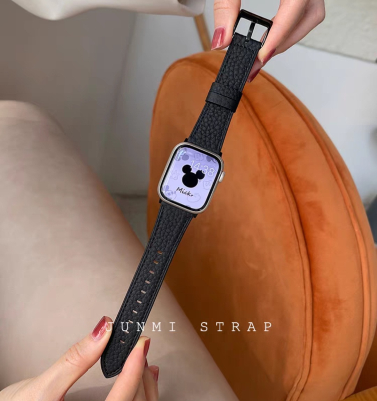Brățară din piele cu model lychee pentru Apple Watch Series 1–8 (22mm, lansare 2022, modă)