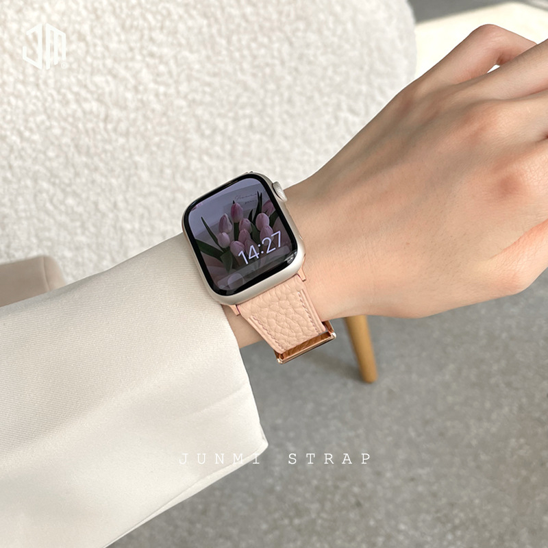Brățară din piele cu model lychee pentru Apple Watch Series 1–8 (22mm, lansare 2022, modă)